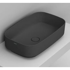 Ceramica Dolomite lavabo 62x38 cm rectangular sobre encimera negro mate D311081