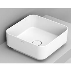 Ceramica Dolomite Noemi lavabo 40x40 cm cuadrada sobre encimera blanco brillante D311701