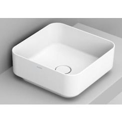Ceramica Dolomite Noemi lavabo 40x40 cm cuadrada sobre encimera blanco mate D311741