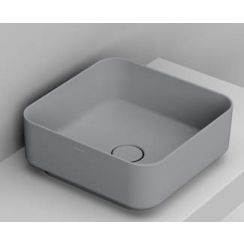 Ceramica Dolomite Noemi lavabo 40x40 cm cuadrada sobre encimera gris/piedra mate D311745