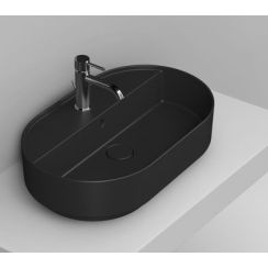 Ceramica Dolomite Noemi lavabo 65x40 cm oval sobre encimera negro mate D312081