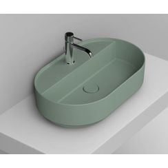 Ceramica Dolomite Noemi lavabo 65x40 cm oval sobre encimera verde mate D312075