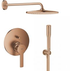 Conjunto brazo de ducha con efecto lluvia Grohe Rainshower Mono 26558DL0, grifo de bañera y ducha Grohe Lineare 24064DL1, 26658DL0, 27400DL0, 28388DA1