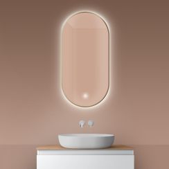 Oltens Nordlis espejo 50x100 cm oval con iluminación con lámina calefactora 64129510
