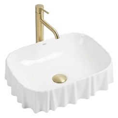 Rea Atria lavabo 48x37 cm rectangular sobre encimera blanco brillante REA-U3503
