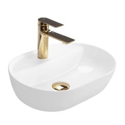 Rea Aura lavabo 42x30 cm oval sobre encimera blanco brillante REA-U6617