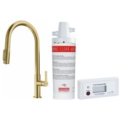 Conjunto grifo de cocina Franke Maris Slim Clear Water J Pull-Out 120.0736.601, filtro para fregadero Franke Clear Water 133.0284.025