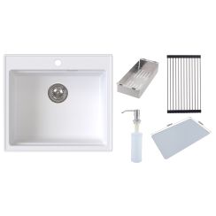 Ruvetti Absol 60 fregadero de granito 56x50 cm blanco 3001AB_WH60_W