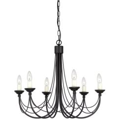 Elstead Lighting Carisbrooke lámpara colgante 6x60 W negro CB6-BLACK