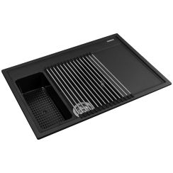 Pyramis Camea fregadero de granito 68x50 cm negro 070223211
