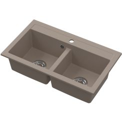 Ruvetti Doblo fregadero de granito 75.6x44.7 cm beige 3001DO_BE_W