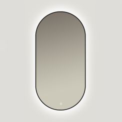 Ars Longa Ambiente espejo 50x100 cm oval con iluminación negro LED-AMBIENTE50100-C
