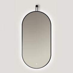 Ars Longa Avanti espejo 50x100 cm oval con iluminación negro LED-AVANTI50100-C