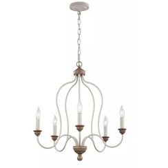 Elstead Lighting Hartsville lámpara colgante 5x40 W blanco-madera FE-HARTSVILLE5