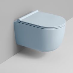 Ceramica Dolomite Mirto Round taza de inodoro suspendido sin reborde con descarga de remolino azul mate D474971