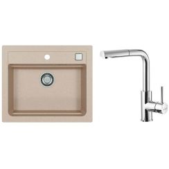 Conjunto fregadero de granito Alveus Atrox 1131993, grifo de cocina Alveus Siros 1129047