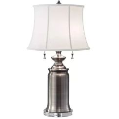 Elstead Lighting Stateroom lámpara de sobremesa 2x60 W blanco-níquel FE-STATEROOM-TL-AN