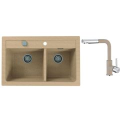 Conjunto fregadero de granito Alveus Atrox 1132000, grifo de cocina Alveus Siros 1129045