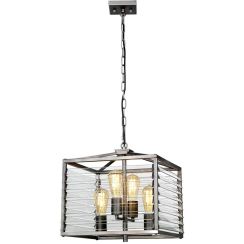 Elstead Lighting Louvre lámpara colgante 4x60 W gris/gris ceniza LOUVRE-4P