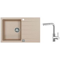 Conjunto fregadero de granito Alveus Cadit 1132023, grifo de cocina Alveus Siros 1129047