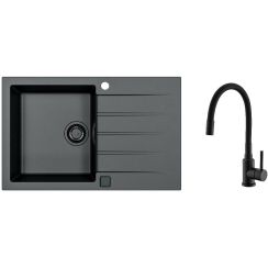 Conjunto fregadero de granito Alveus Cadit 1148159, grifo de cocina Alveus Flexa 1147056