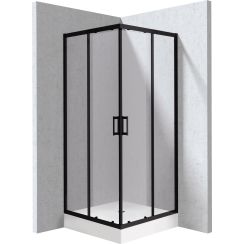 Deante Funkia Evo cabina con plato de ducha 80x80 cm cuadrada negro mate/vidrio transparente KYC_ZN088P