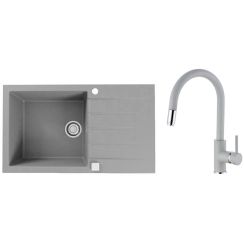 Conjunto fregadero de granito Alveus Cadit 1132030, grifo de cocina Alveus Delos 1129019
