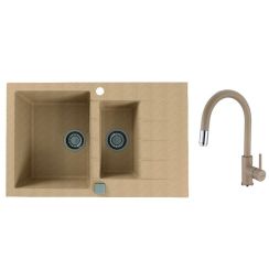 Conjunto fregadero de granito Alveus Cadit 1131359, grifo de cocina Alveus Delos 1129020