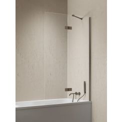 New Trendy Nesta Gunmetal Brushed mampara de bañera 100 cm dos piezas cepillado/vidrio transparente P-0258-WL