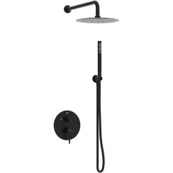 Balneo Cascade conjunto de ducha empotrado con rociador con efecto lluvia negro H0301060606