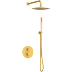 Balneo Cascade conjunto de ducha empotrado con rociador con efecto lluvia oro H0301040606