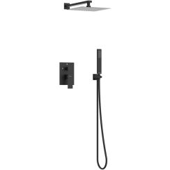 Balneo Cascade conjunto de ducha empotrado con rociador con efecto lluvia negro H0301060607