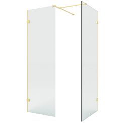 New Trendy Eventa Gold Brushed cabina de ducha walk-in 140x90 cm rectangular oro cepillado/vidrio transparente EXK-8436
