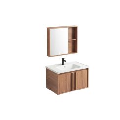 Rea Gama lavabo con mueble y espejo 80 cm marrón REA-M0212