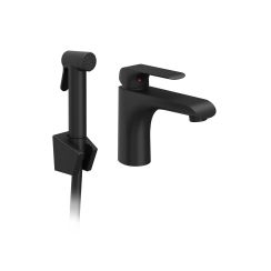 Ravak Puri grifo de lavabo con rociador tipo bidé de pie negro X070439