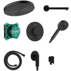 Hansgrohe Pulsify S conjunto de ducha empotrado con termostato con rociador con efecto lluvia negro 24624670