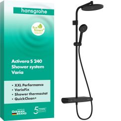Hansgrohe Activera S conjunto de ducha a pared con termostato con rociador con efecto lluvia negro 28639670