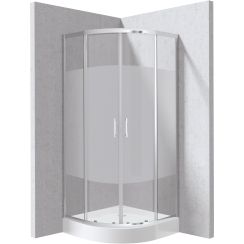 Deante Funkia Evo cabina con plato de ducha 80x80 cm semicircular cromo brillo/vidrio con patrón KYPZ0E88P