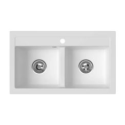 Ferro Stampo fregadero de granito 75x45 cm blanco DRGS2/45/75WH