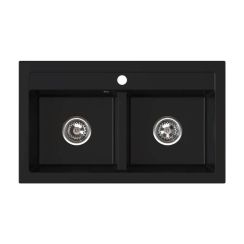 Ferro Stampo fregadero de granito 75x45 cm negro DRGS2/45/75BM