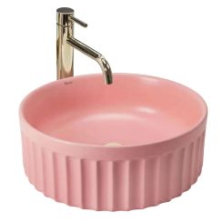 Rea Duo lavabo 38x38 cm circular sobre encimera rosa mate REA-U3606