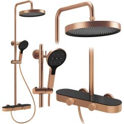 Rea Cris conjunto de ducha a pared con rociador con efecto lluvia cobre REA-P0362