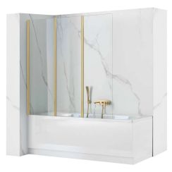 Rea Agat mampara de bañera 120 cm tres piezas cobre cepillado/vidrio transparente REA-W2501