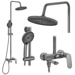 Rea Marco conjunto bañera/ducha a pared con rociador con efecto lluvia grafito REA-P5600