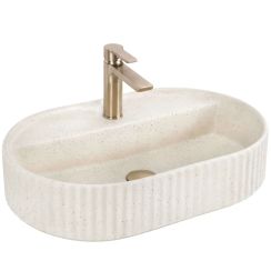 Rea Marcela lavabo 60x37 cm oval sobre encimera marrón/beige mate REA-U3520
