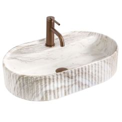 Rea Marcela lavabo 60x37 cm oval sobre encimera marrón/beige mate REA-U3517