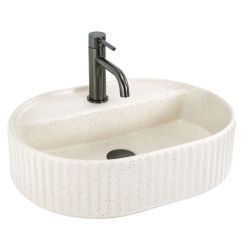 Rea Marcela lavabo 50x35.5 cm oval sobre encimera marrón/beige mate REA-U3516