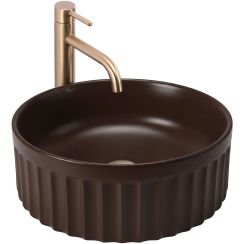 Rea Duo lavabo 38x38 cm circular sobre encimera marrón/beige mate REA-U3604