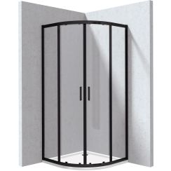 Deante Funkia Evo cabina con plato de ducha 90x90 cm semicircular negro mate/vidrio transparente KYPPN099P