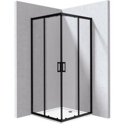 Deante Funkia Evo cabina con plato de ducha 80x80 cm cuadrada negro mate/vidrio transparente KYCPN088P